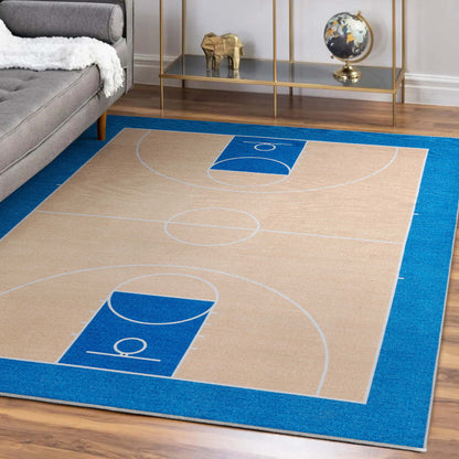 Apollo Basketball Tan Blue Rug W-AP-16A