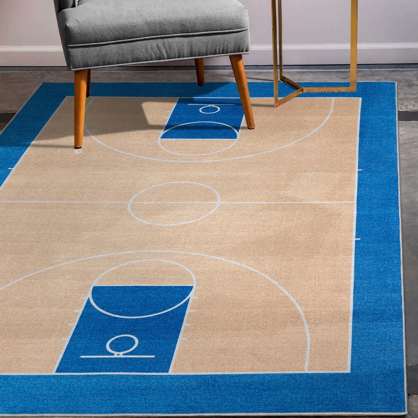 Apollo Basketball Tan Blue Rug W-AP-16A