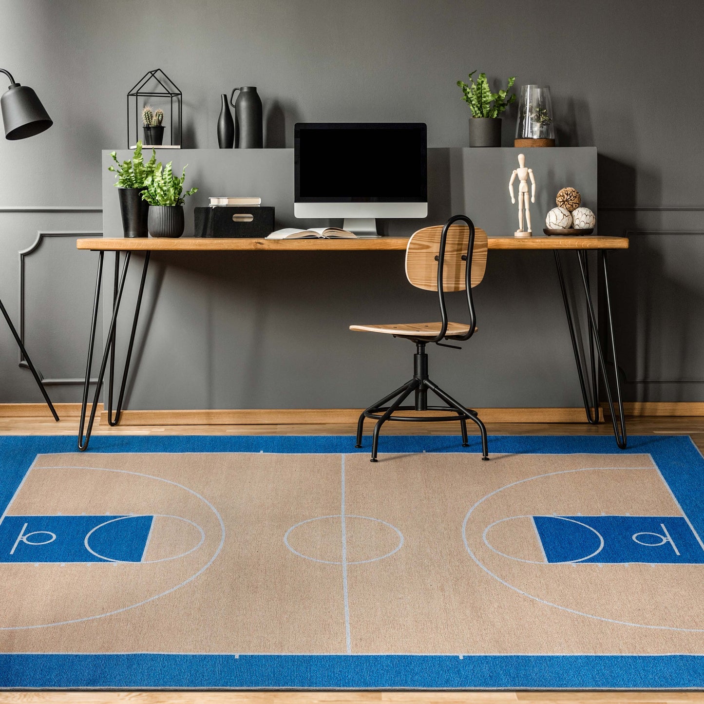 Apollo Basketball Tan Blue Rug W-AP-16A