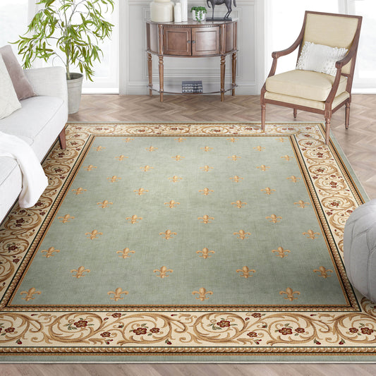 Apollo Fleur De Lis Blue Rug W-FDL-01B