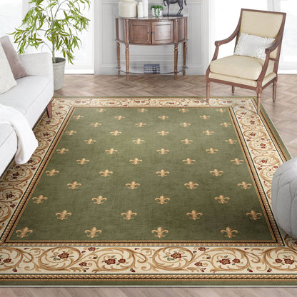 Apollo Fleur De Lis Green Rug W-FDL-01E
