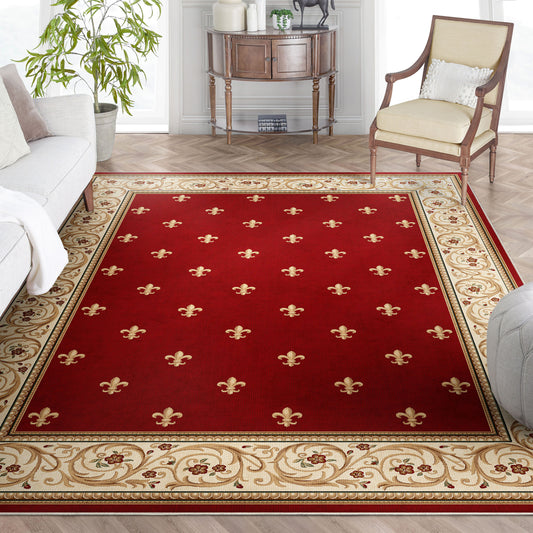 Apollo Fleur De Lis Red Rug W-FDL-01F