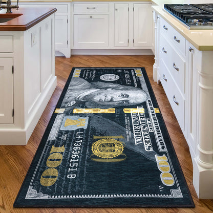 New Hundred Dollar Bill Black Rug W-MN-01B