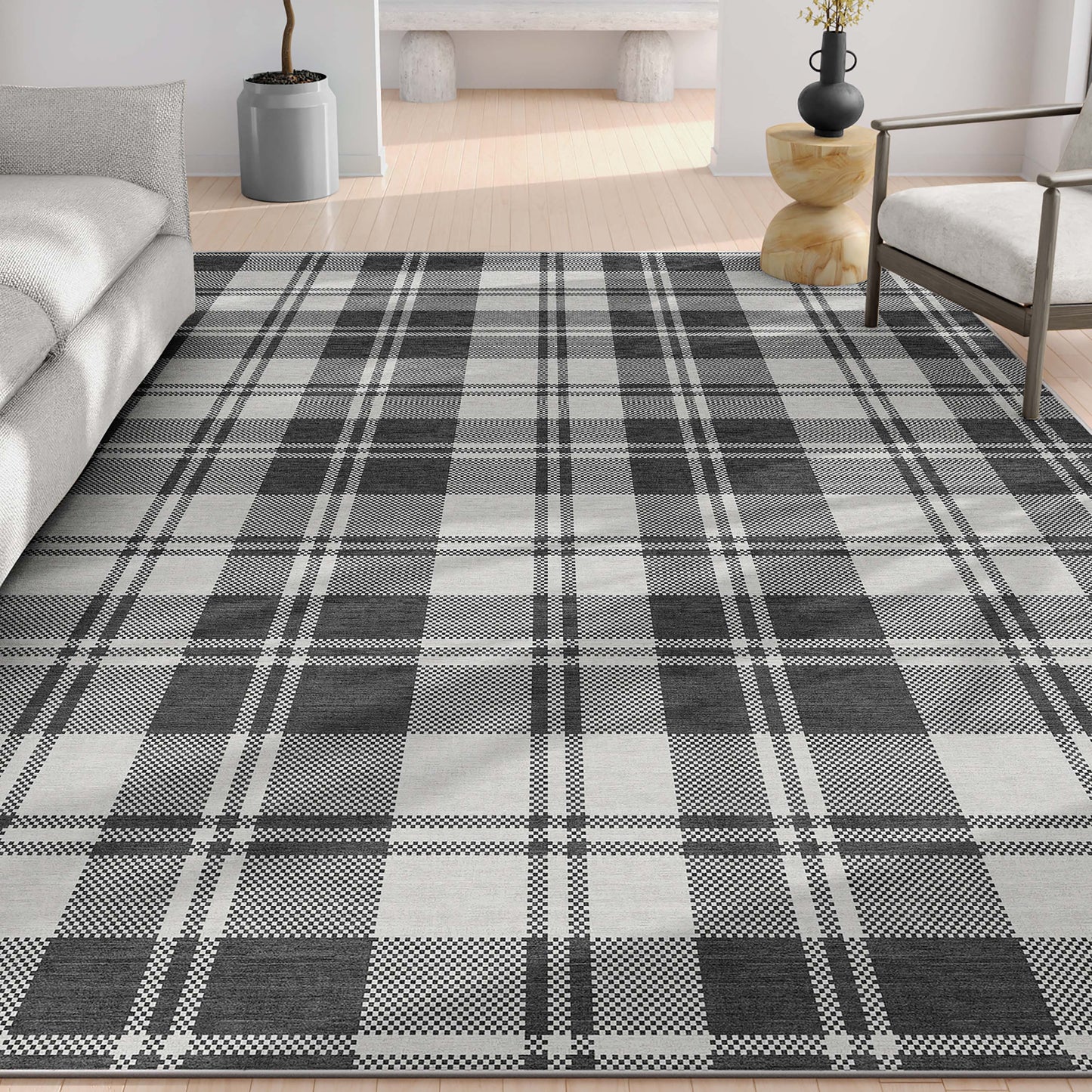 Apollo Plaid Dark Grey Rug W-PLD-01B