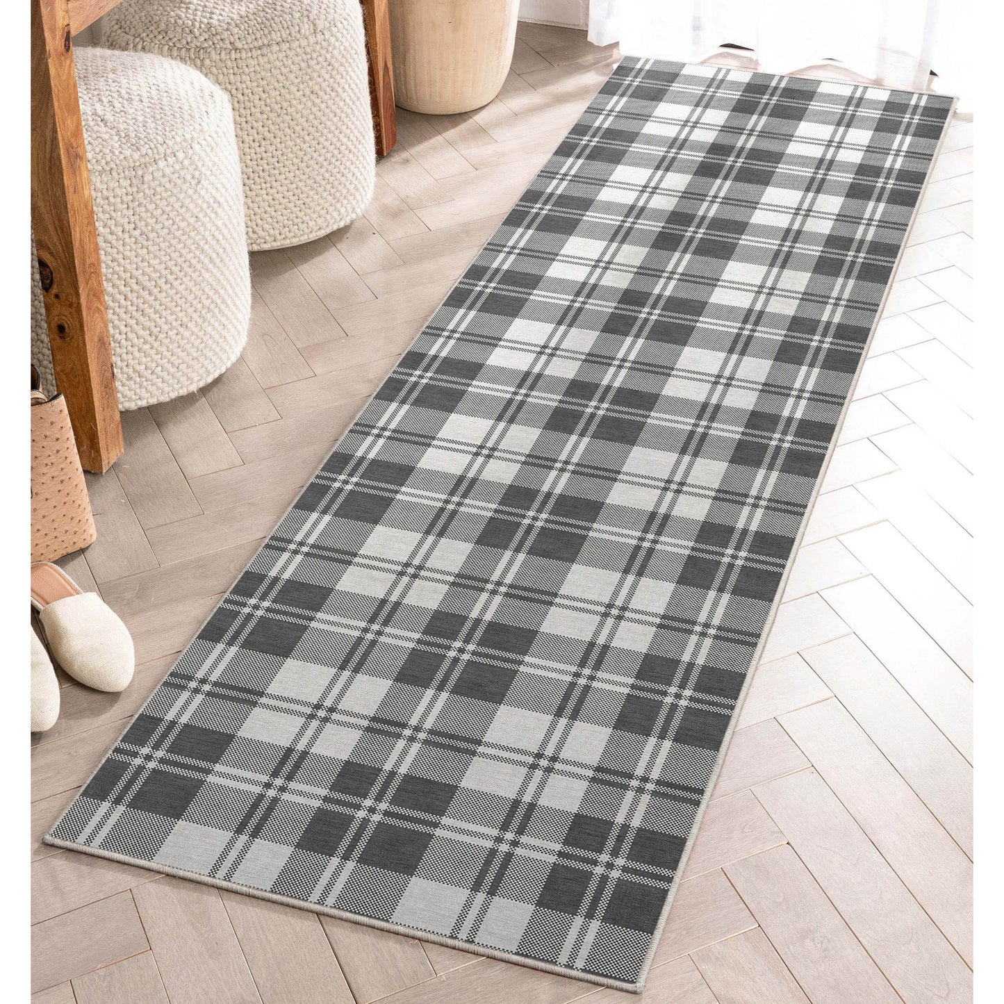 Apollo Plaid Dark Grey Rug W-PLD-01B