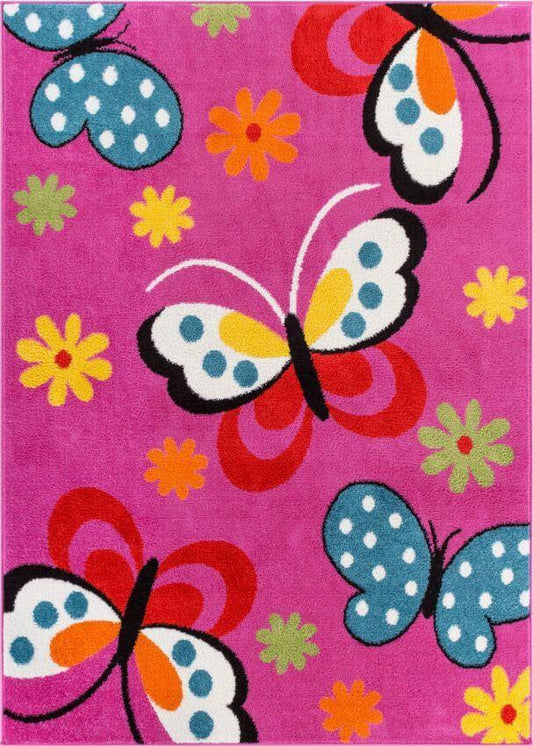 Starbright Daisy Butterflies Pink Kids Rug 0930