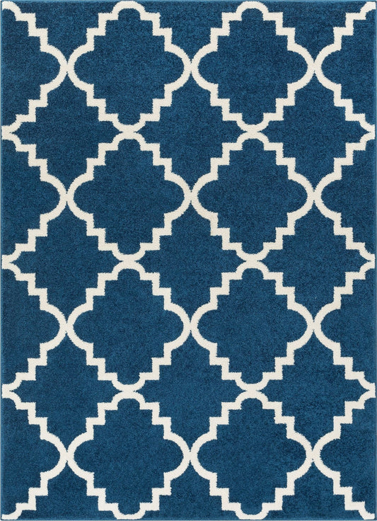 Lulu's Lattice Navy Blue Modern Rug 2104