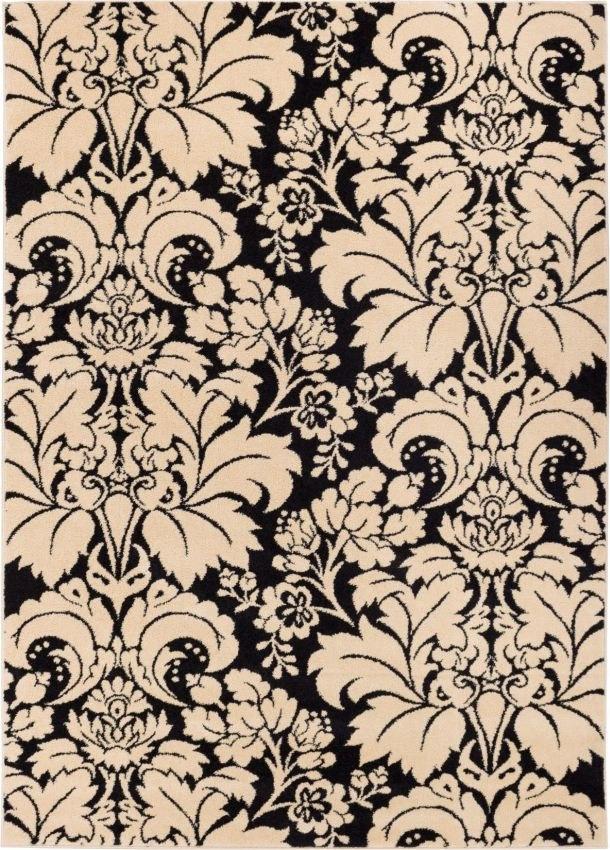 Damask Toile Black/Ivory Transitional Rug 2113