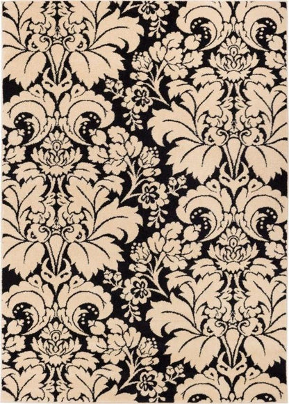 Damask Toile Black/Ivory Transitional Rug 2113