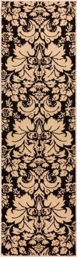 Damask Toile Black/Ivory Transitional Rug 2113