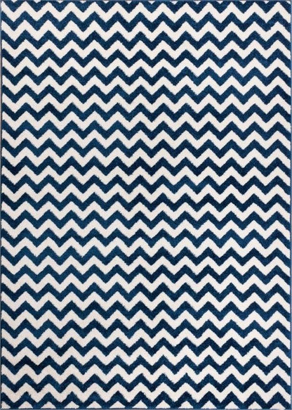 Eli Chevron Dark Blue Modern Rug 2154
