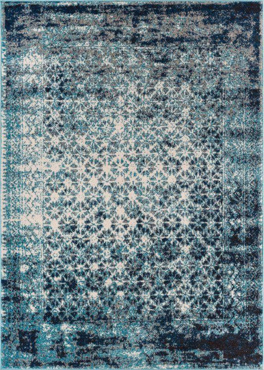 Manchester Royal Blue Modern Distressed Rug 2266