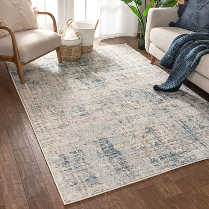 Tate Abstract Vintage Distressed Blue Rug 2834