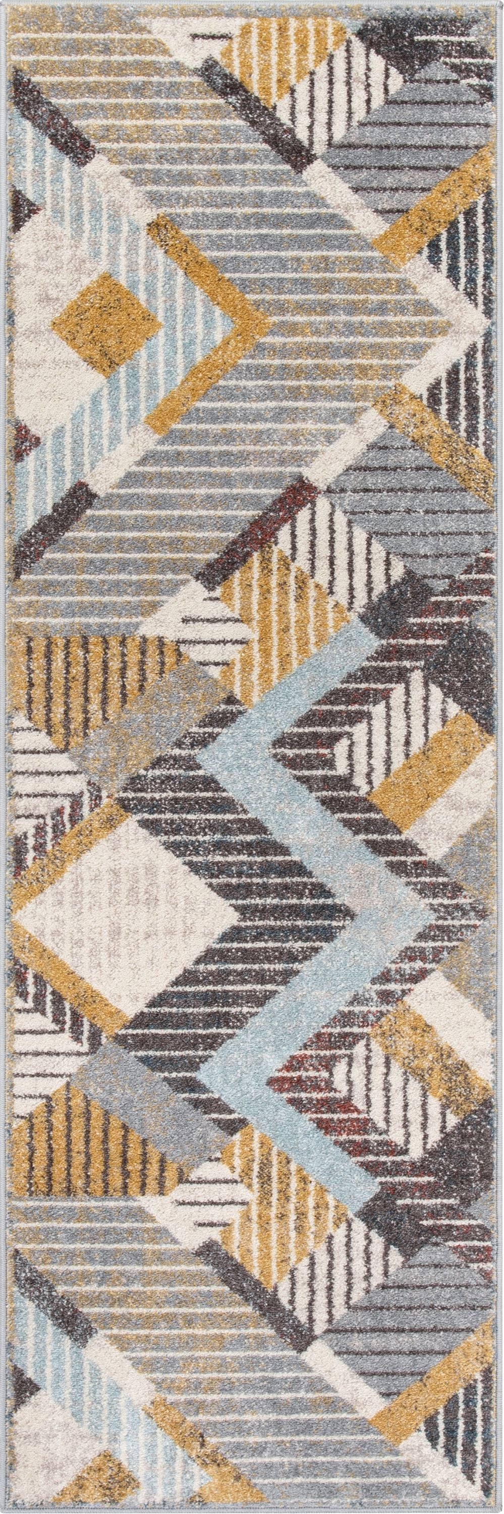Jacey Geometric Distressed Grey Rug 2877