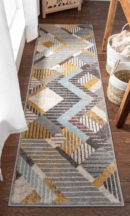 Jacey Geometric Distressed Grey Rug 2877