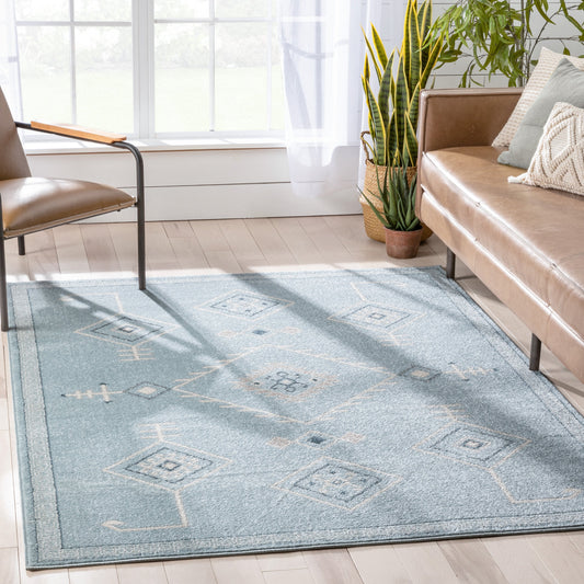Azra Tribal Medallion Light Blue Rug 2886