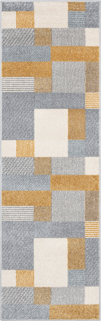 Wilma Modern Geometric Yellow Grey Rug 2901