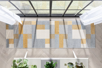 Wilma Modern Geometric Yellow Grey Rug 2901