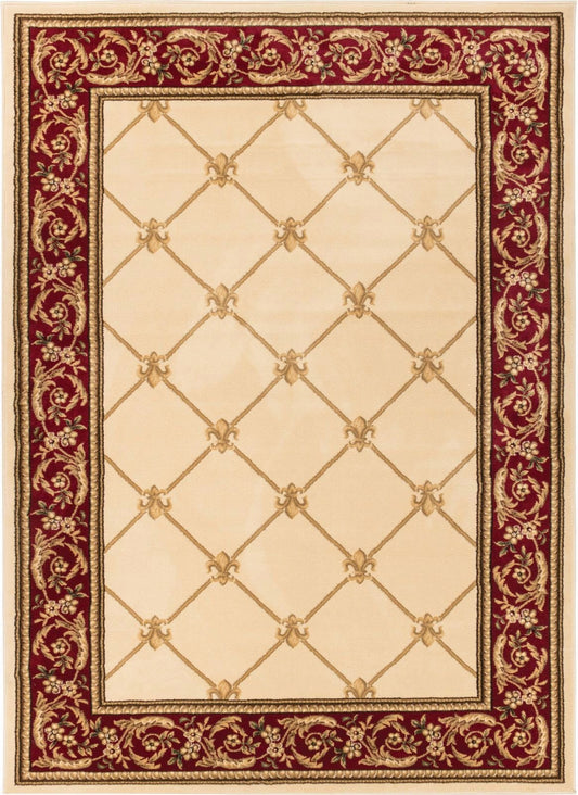 Fleur De Lis Ivory Formal Rug 3622