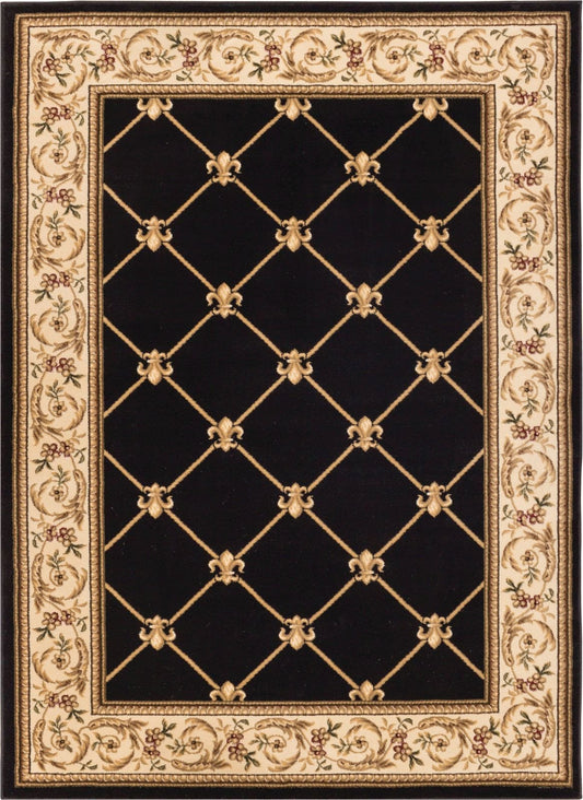Fleur De Lis Black Formal Rug 3623