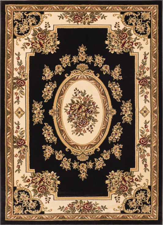 Le Petit Palais Black Traditional Rug 3633