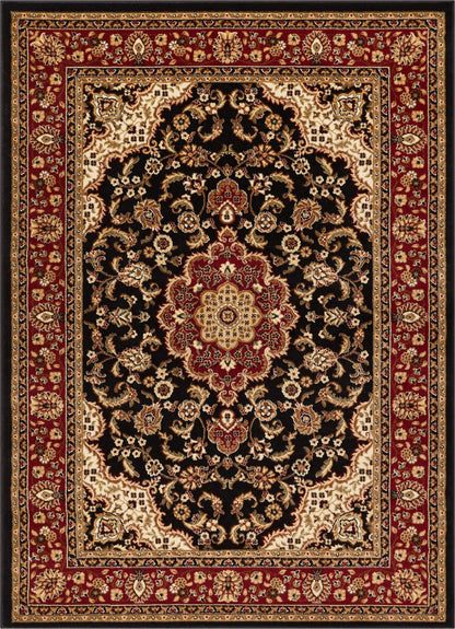 Medallion Kashan Black Traditional Rug 54103