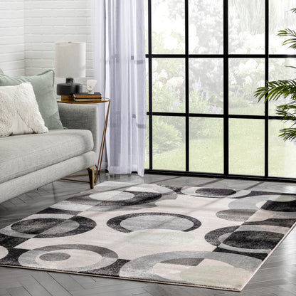 Avi Modern Geometric Grey Green Rug 54515