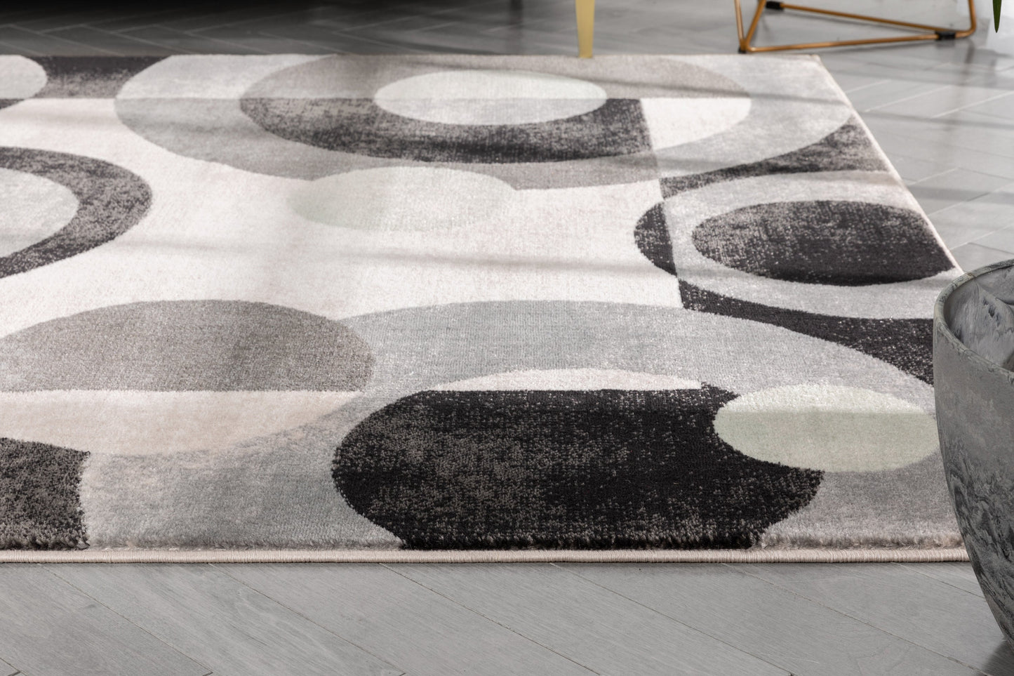 Avi Modern Geometric Grey Green Rug 54515