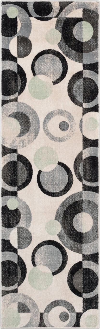 Avi Modern Geometric Grey Green Rug 54515