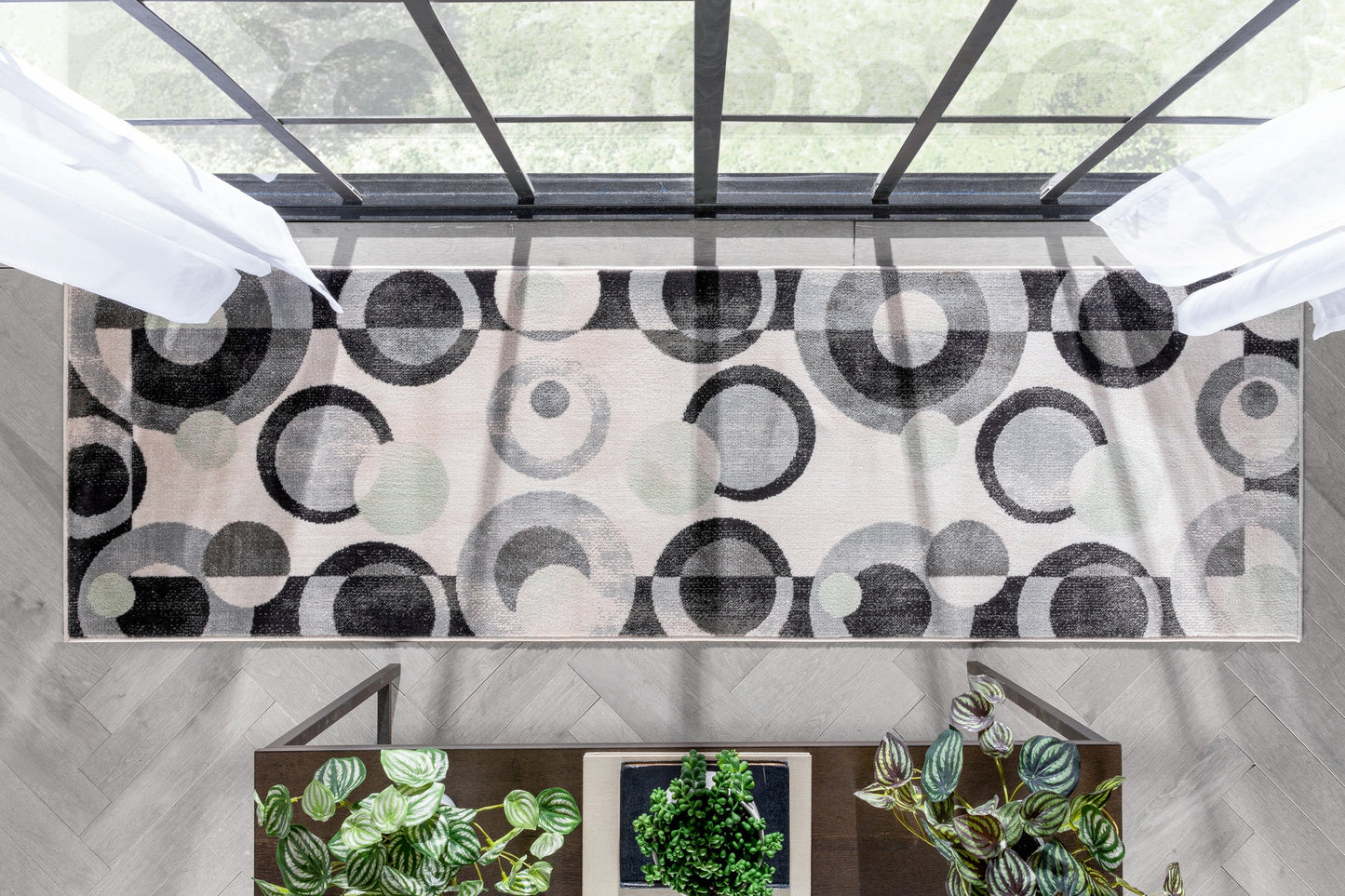 Avi Modern Geometric Grey Green Rug 54515