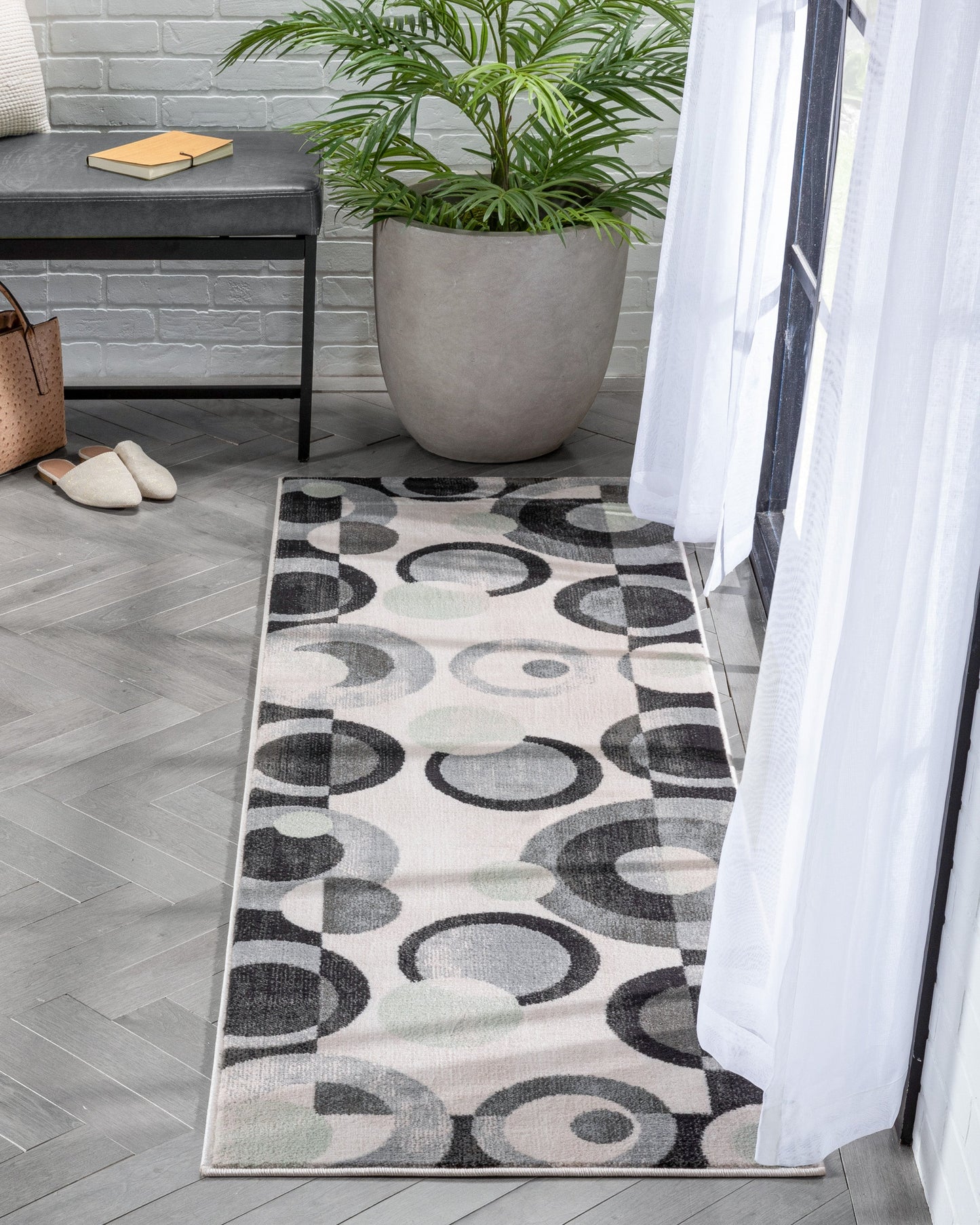 Avi Modern Geometric Grey Green Rug 54515