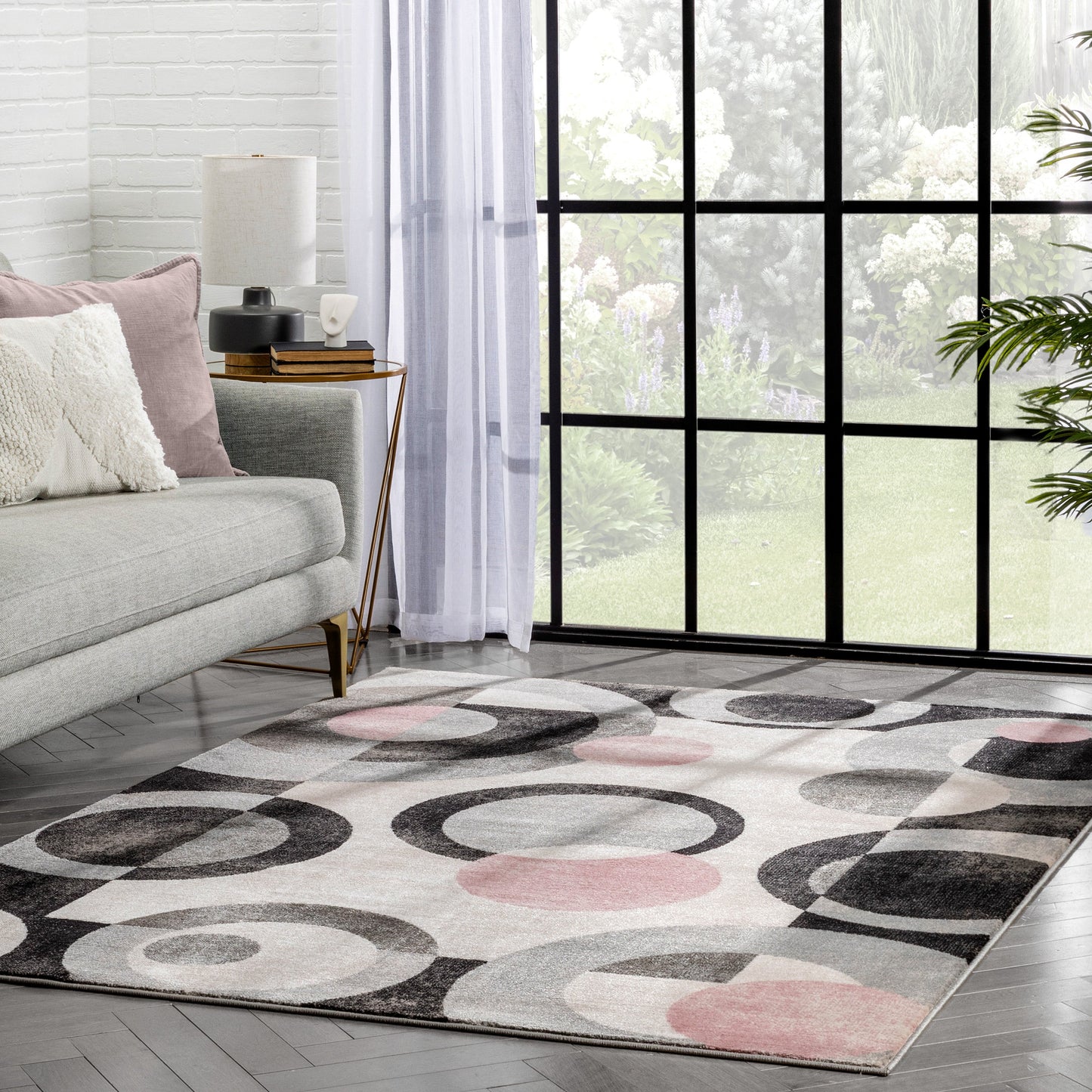 Avi Modern Geometric Grey Blush Rug 54519