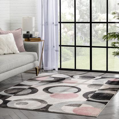 Avi Modern Geometric Grey Blush Rug 54519