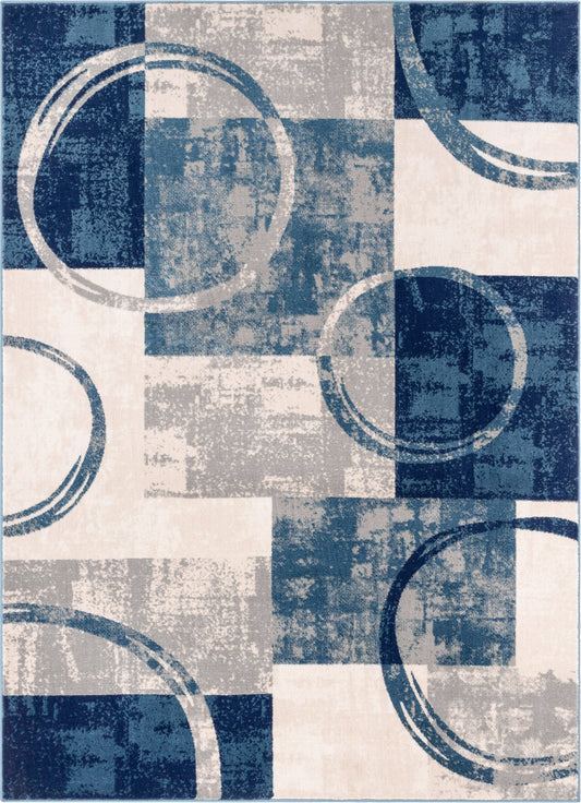 Shai Modern Geometric Grey Blue Rug 54524