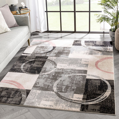 Shai Modern Geometric Grey Blush Rug 54529