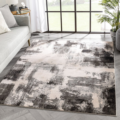 Kalia Modern Abstract Grey Black Rug 54557