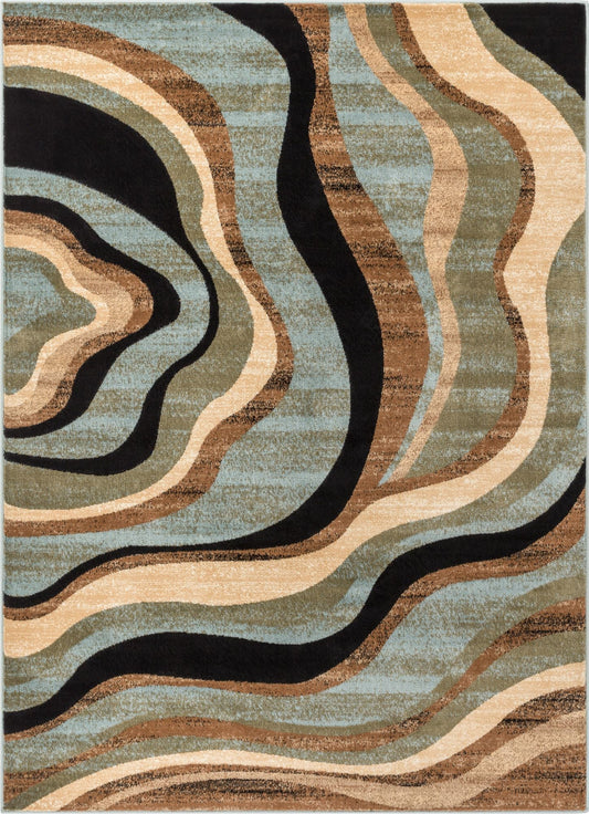 Nirvana Waves Multi Blue Modern Rug 54705