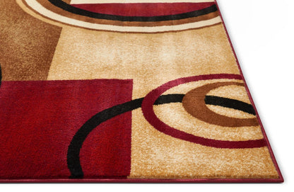 Arcs & Shapes Red Modern Rug 54780