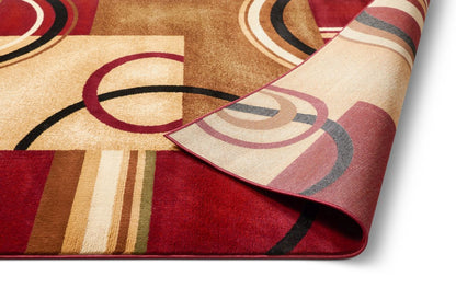 Arcs & Shapes Red Modern Rug 54780