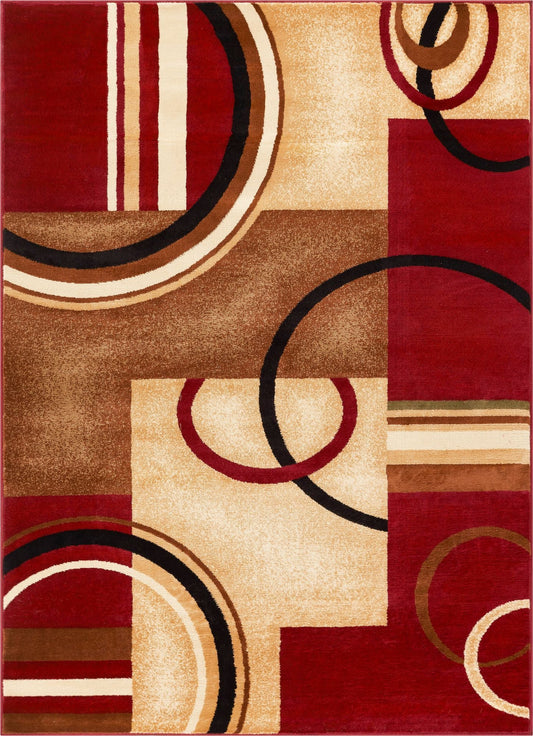 Arcs & Shapes Red Modern Rug 54780