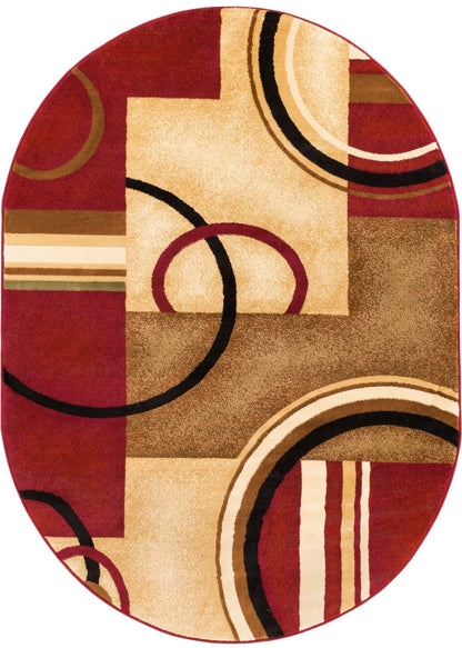 Arcs & Shapes Red Modern Rug 54780