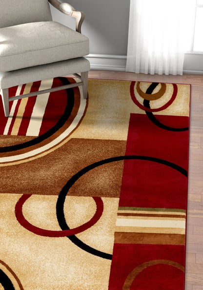 Arcs & Shapes Red Modern Rug 54780