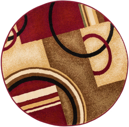 Arcs & Shapes Red Modern Rug 54780