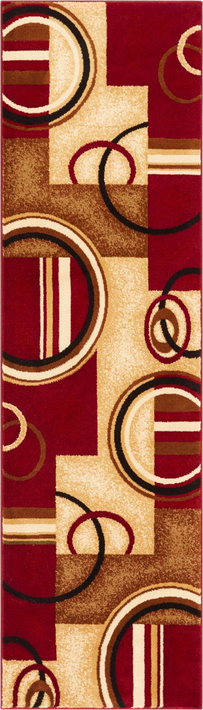 Arcs & Shapes Red Modern Rug 54780