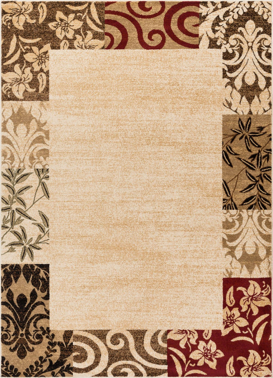 Vane Willow Damask Beige Transitional Rug 54822