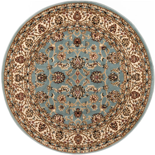 Sarouk Light Blue Traditional Round Rug