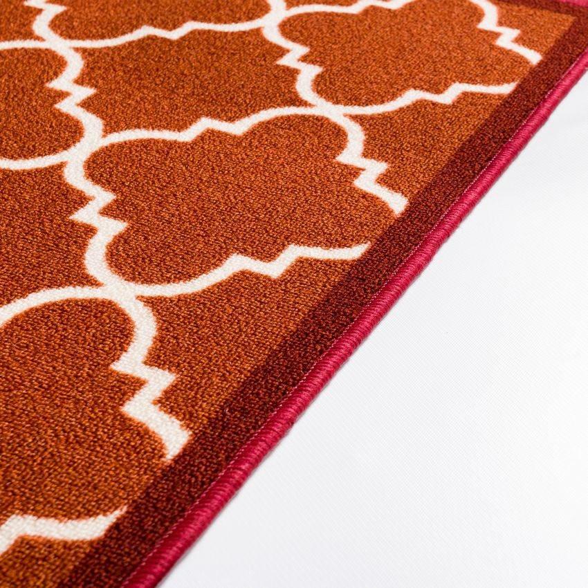 Brooklyn Trellis Red Modern Non Slip Washable Rug 6510