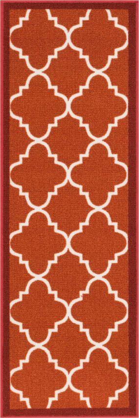 Brooklyn Trellis Red Modern Non Slip Washable Rug 6510