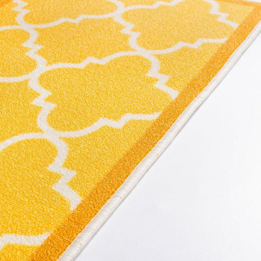 Brooklyn Trellis Gold Modern Non Slip Washable Rug 6511