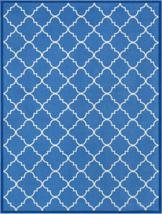 Brooklyn Trellis Blue Modern Non Slip Washable Rug 6516